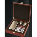 Flask & Dice Gift Set w/ Wood Case